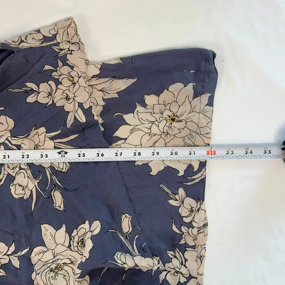 Free People Shake It Marine Blue Mini Floral Shirtdress Sz M Pockets No Belt